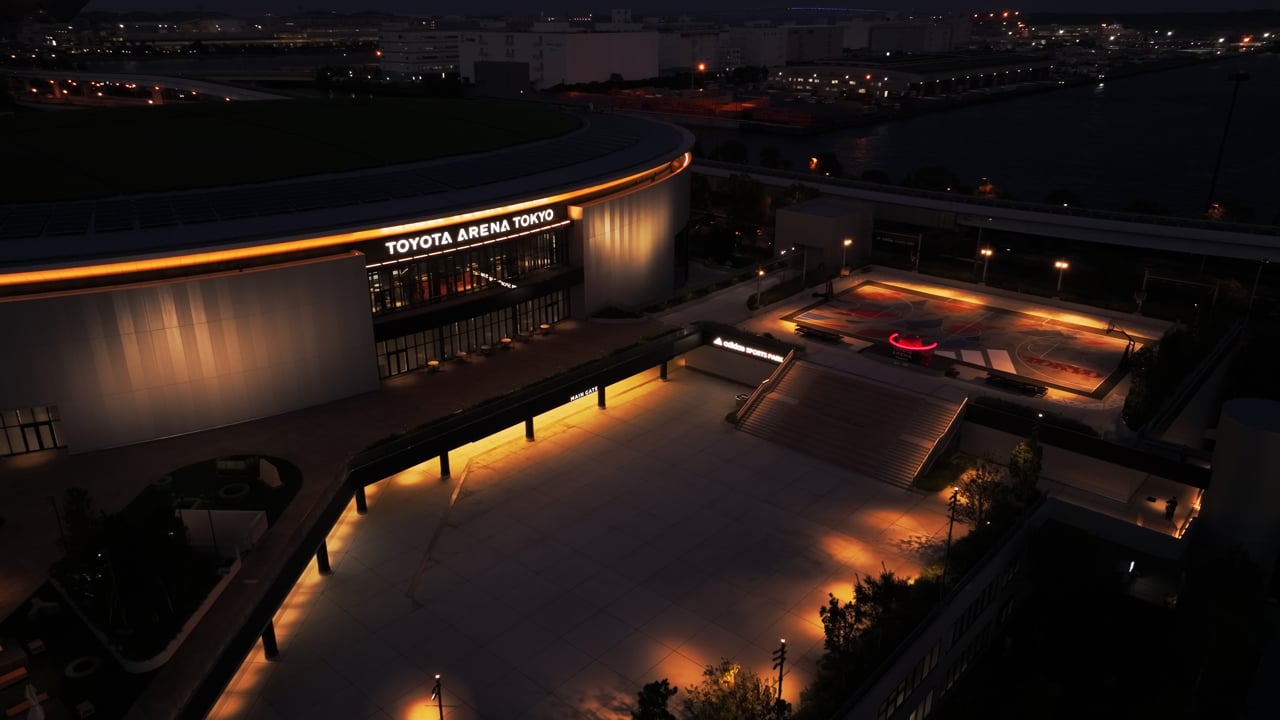 TOYOTA ARENA TOKYOのドローン空撮の様子